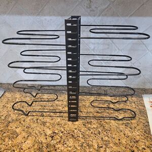 Pot and Pan Storage Rack Adjustable Heavy Duty Non Slip Black